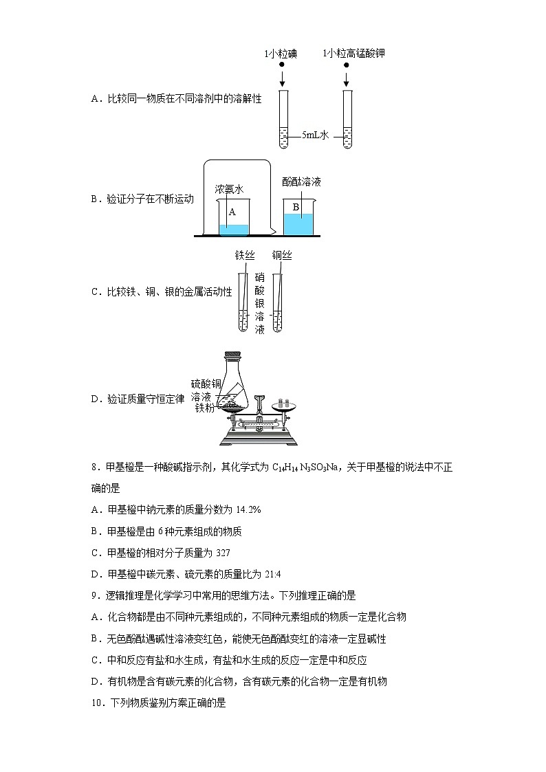 2022年中考化学复习三轮冲刺（一）基础知识选择题专项练（有答案）第2页