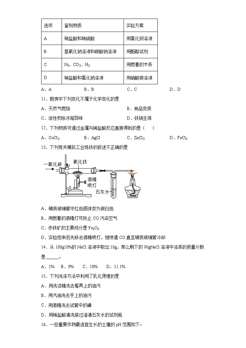 2022年中考化学复习三轮冲刺（一）基础知识选择题专项练（有答案）第3页