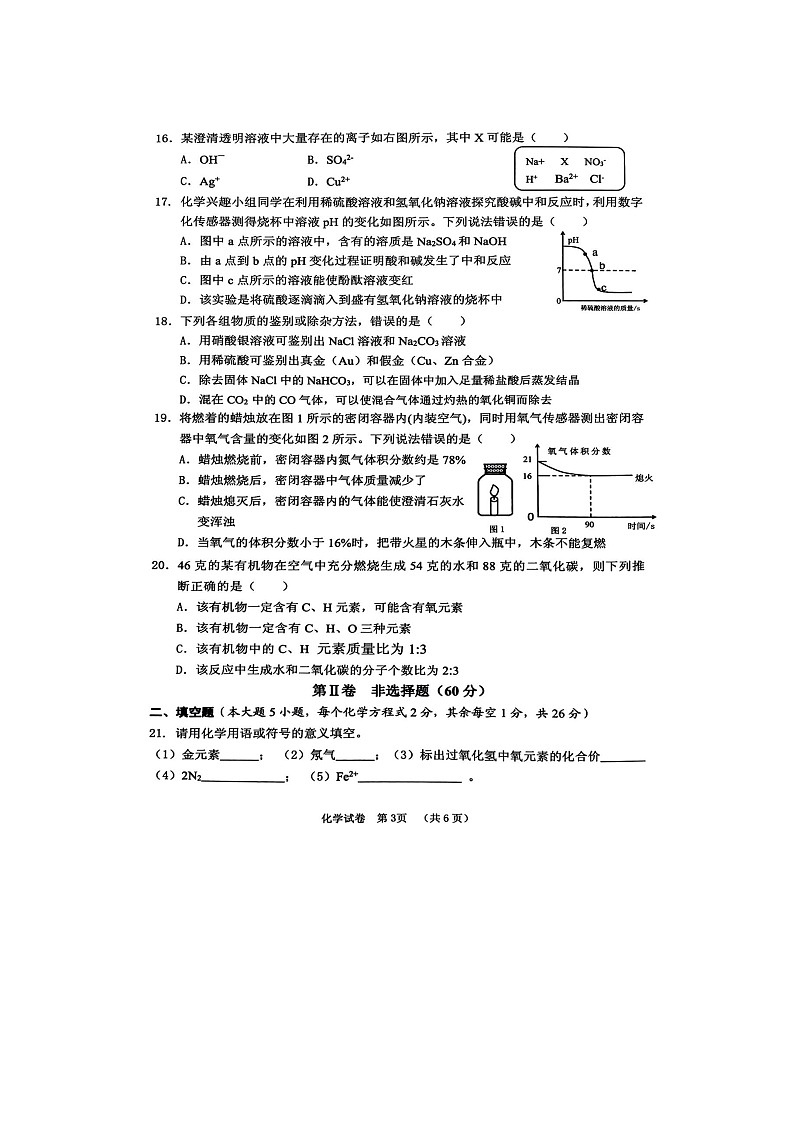 2022年广西贺州市中考模拟化学（含答案）练习题第3页