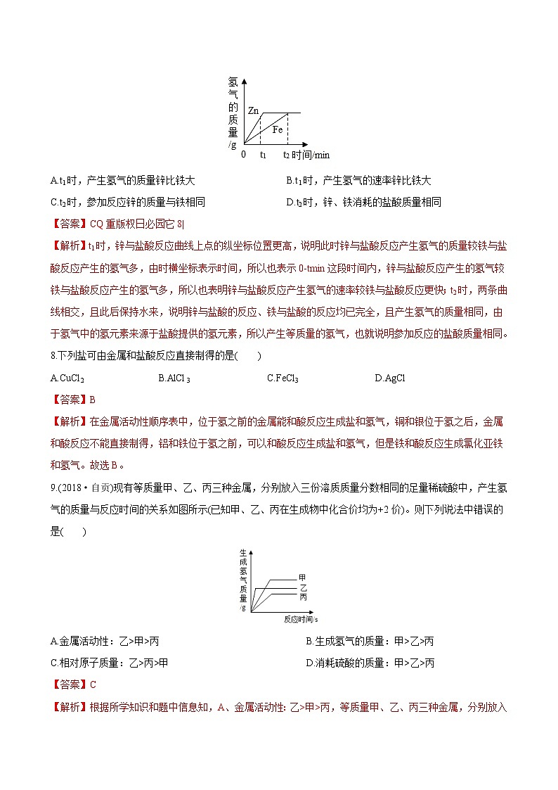 第8单元  金属和金属材料（练习）-2022年中考化学一轮复习讲练测（教师版含解析）第3页