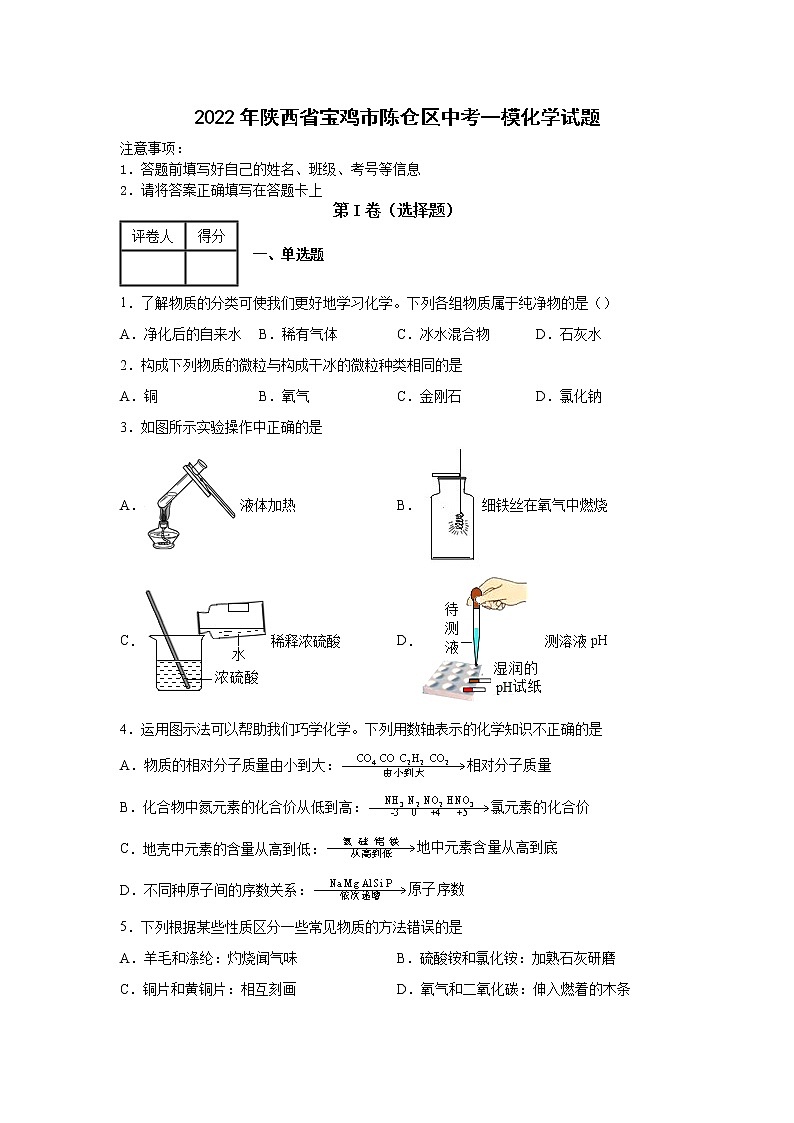 2022年陕西省宝鸡市陈仓区中考一模化学试题01