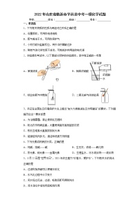 2022年山东省临沂市平邑县中考一模化学试题(word版含答案)