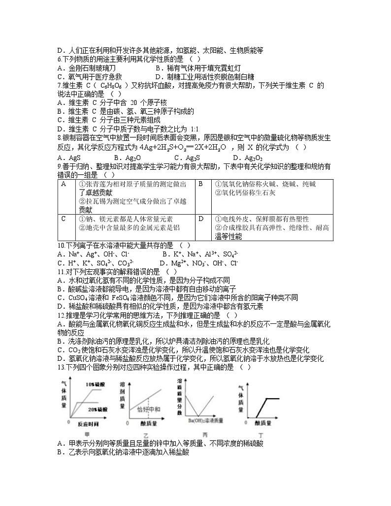 2022年黑龙江省齐齐哈尔市富拉尔基区中考二模化学试题(word版含答案)02