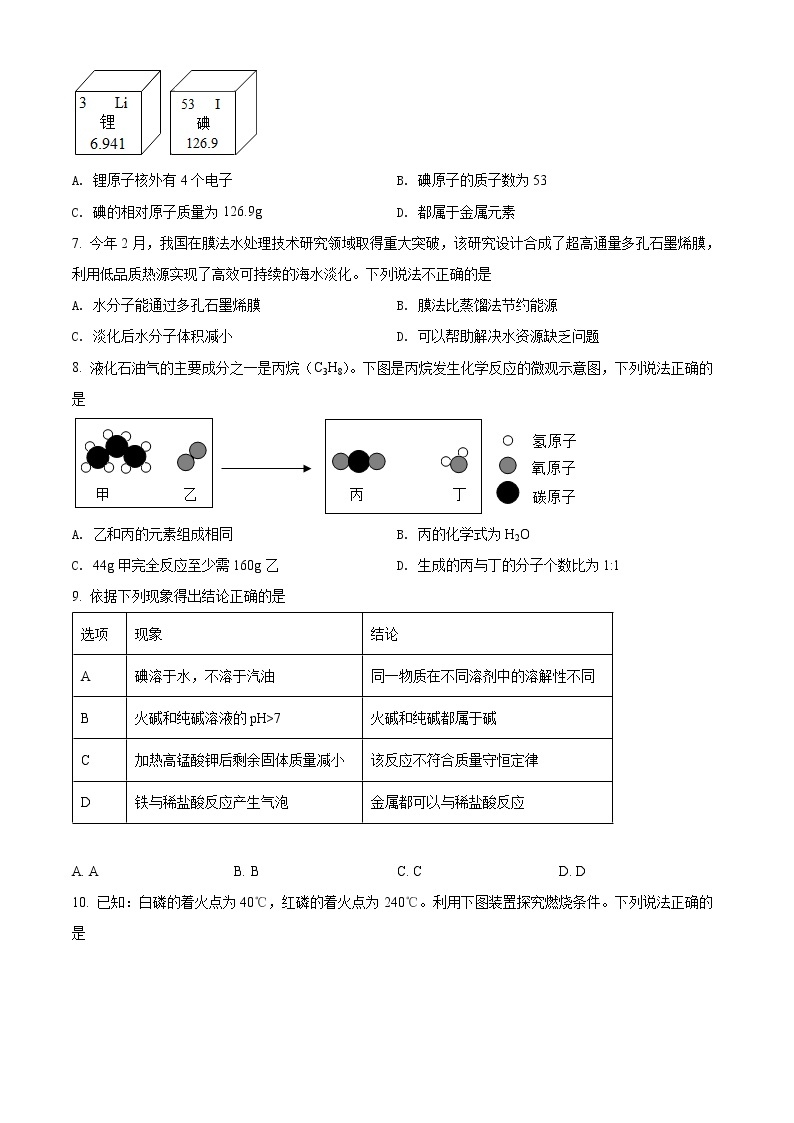 2022年安徽省合肥市包河区中考二模化学试题（含答案）02