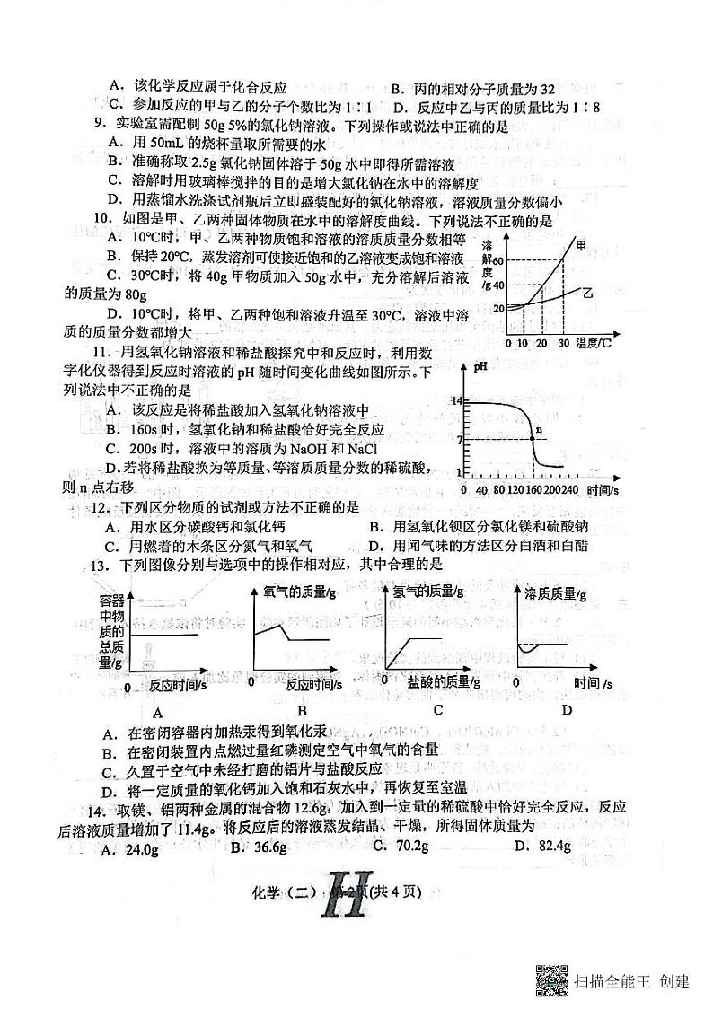 2022年河南省南阳市唐河县中考模拟二（二模）化学试题第2页