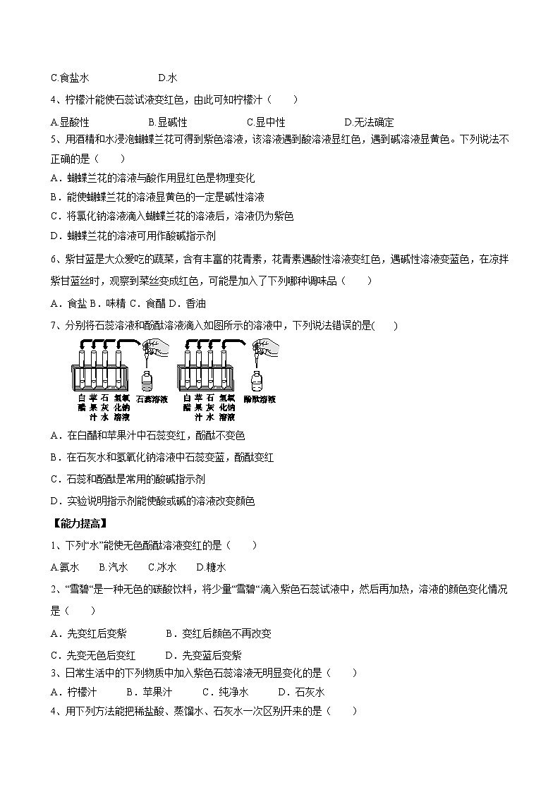课题10.1 常见的酸和碱（第1课时）-2021-2022学年九年级化学下册精品导学案（人教版）（原卷版）教案03