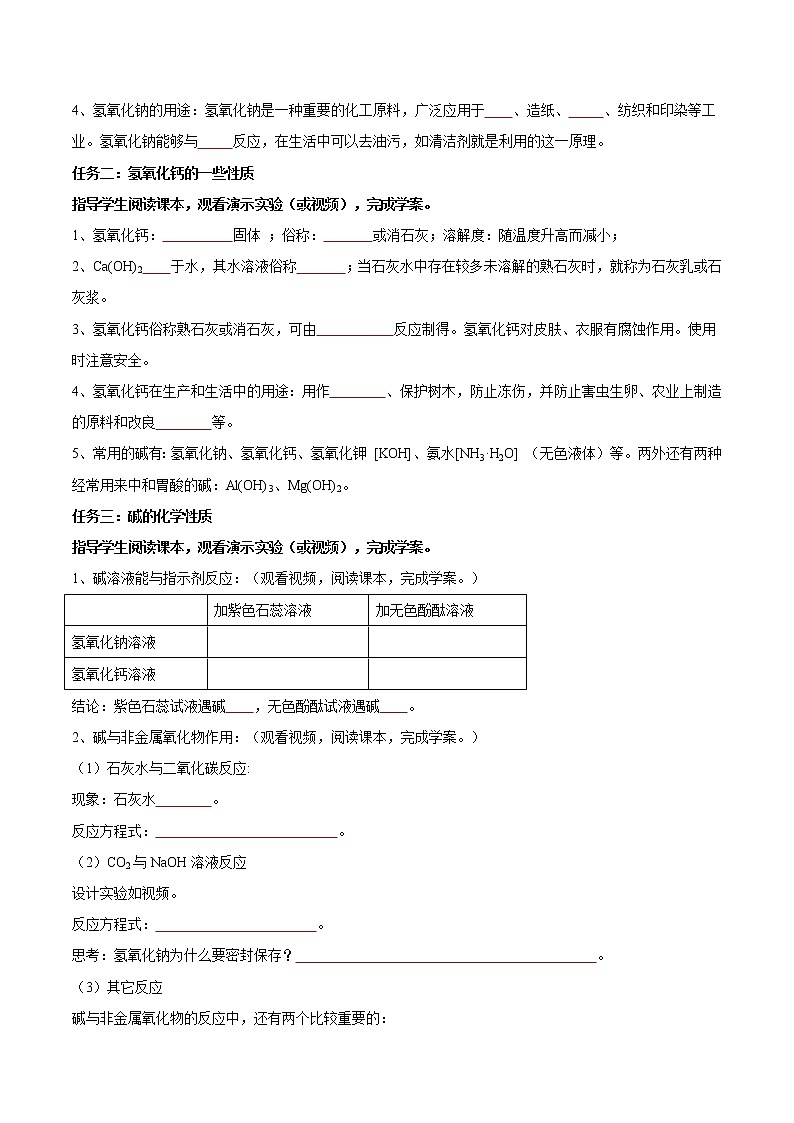 课题10.1 常见的酸和碱（第3课时）-2021-2022学年九年级化学下册精品导学案（人教版）（原卷版）教案02