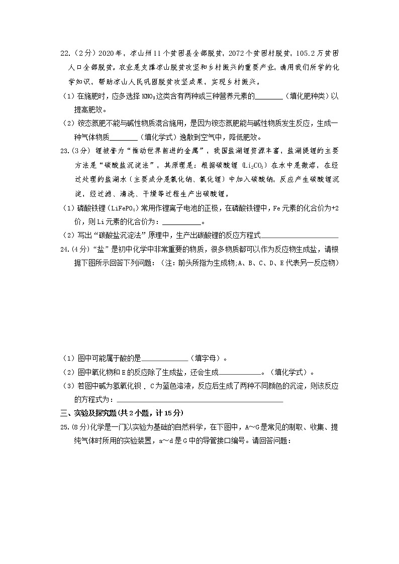 2022年四川省凉山州宁南县模拟考试化学试题（有答案）第3页