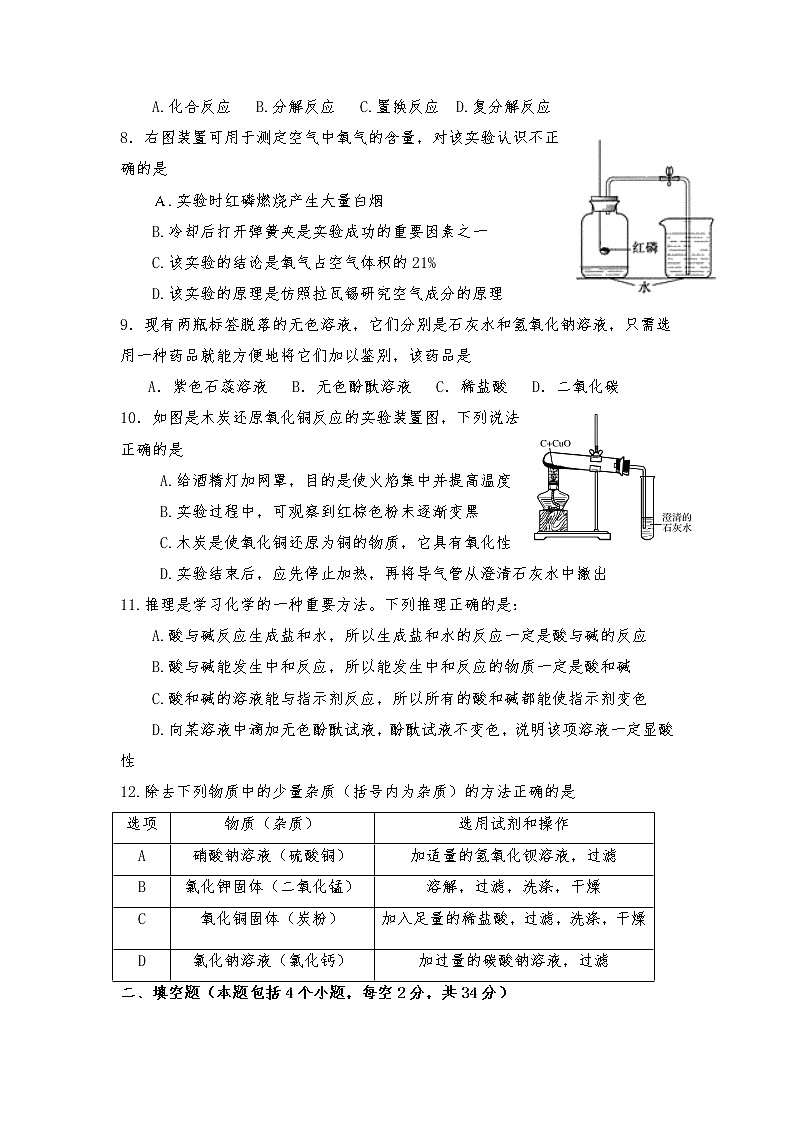 2022年辽宁省阜新市清河门区某校九年级下学期教学质量检测化学试题第2页