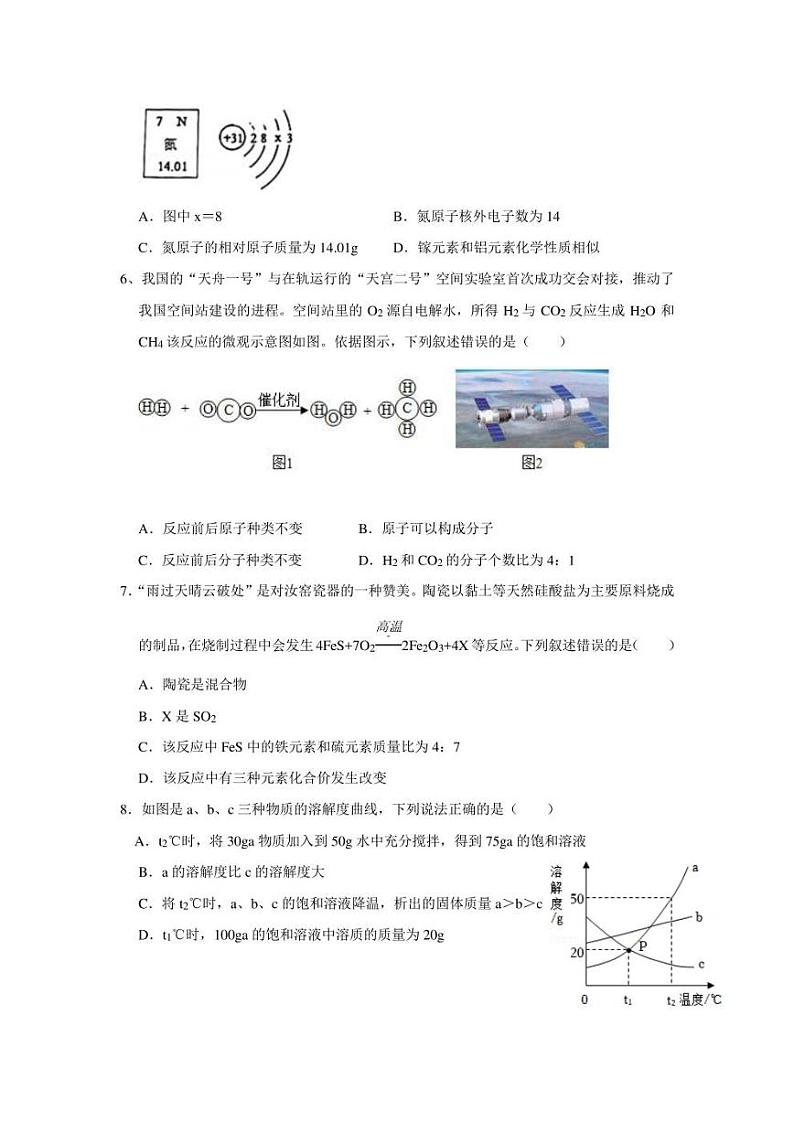 2022年山东省德州市初中学业水平测试化学学科模拟题1(含答案)02
