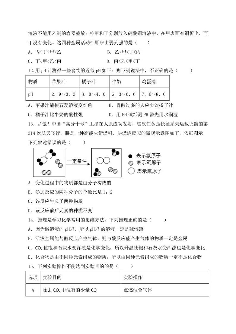 2022年山东省德州市初中学业水平模拟测试化学试题6 (含答案)03