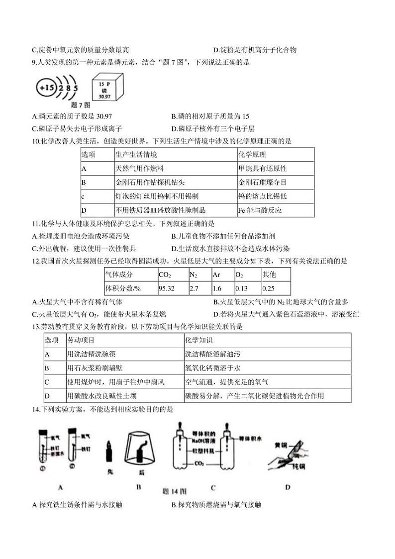 2022年广东省佛山市南海区中考适应性学业检测化学试题(含答案)第2页