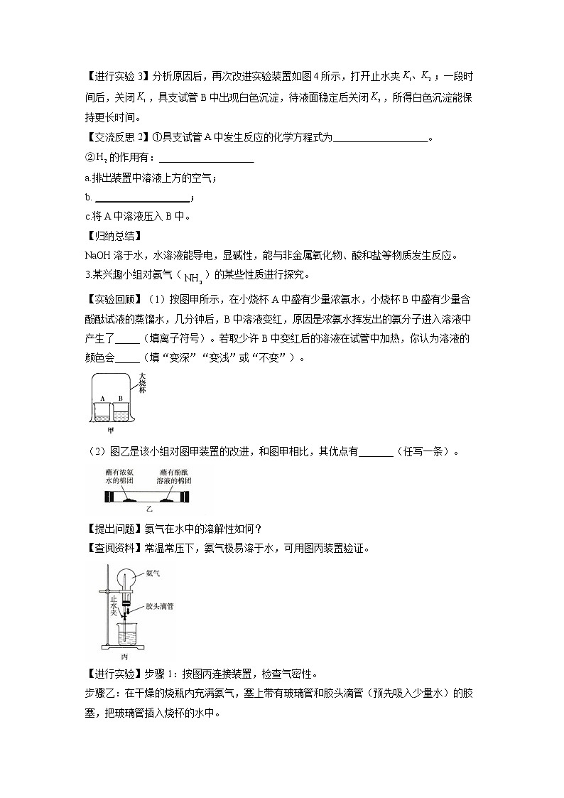 （1）物质性质探究——2022届中考化学科学探究题型专练第3页