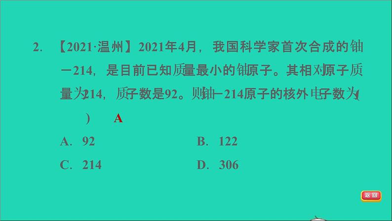 2022年中考化学模块二物质构成的奥秘第12课时构成物质的微粒及其性质练本课件第4页