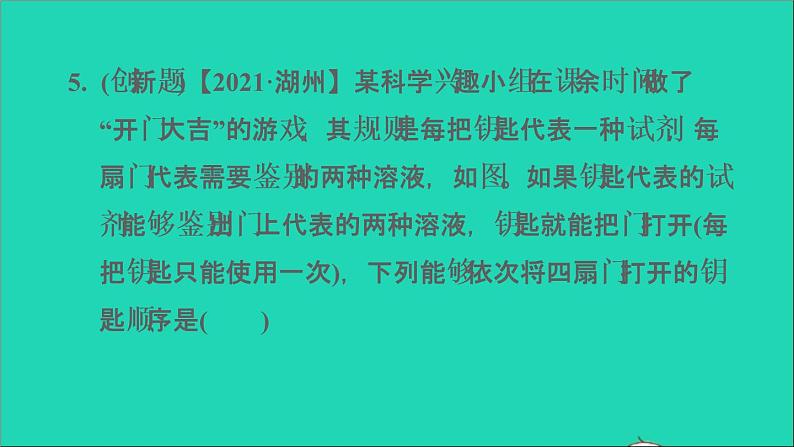 2022年中考化学模块五科学探究第21课时物质的检验与鉴别分离和除杂练本课件第7页