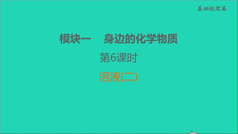 2022年中考化学模块一身边的化学物质第6课时溶液(二)练本课件第1页