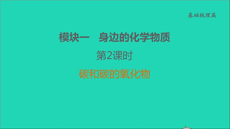 2022年中考化学基础梳理篇模块1身边的化学物质第2课时碳和碳的氧化物讲本课第1页