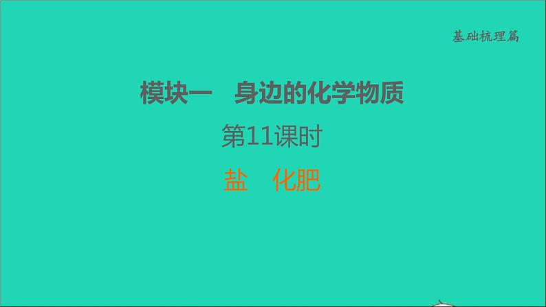 2022年中考化学基础梳理篇模块1身边的化学物质第11课时盐化肥讲本课第1页