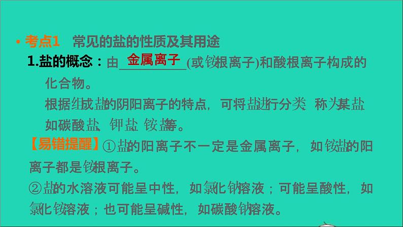 2022年中考化学基础梳理篇模块1身边的化学物质第11课时盐化肥讲本课第4页