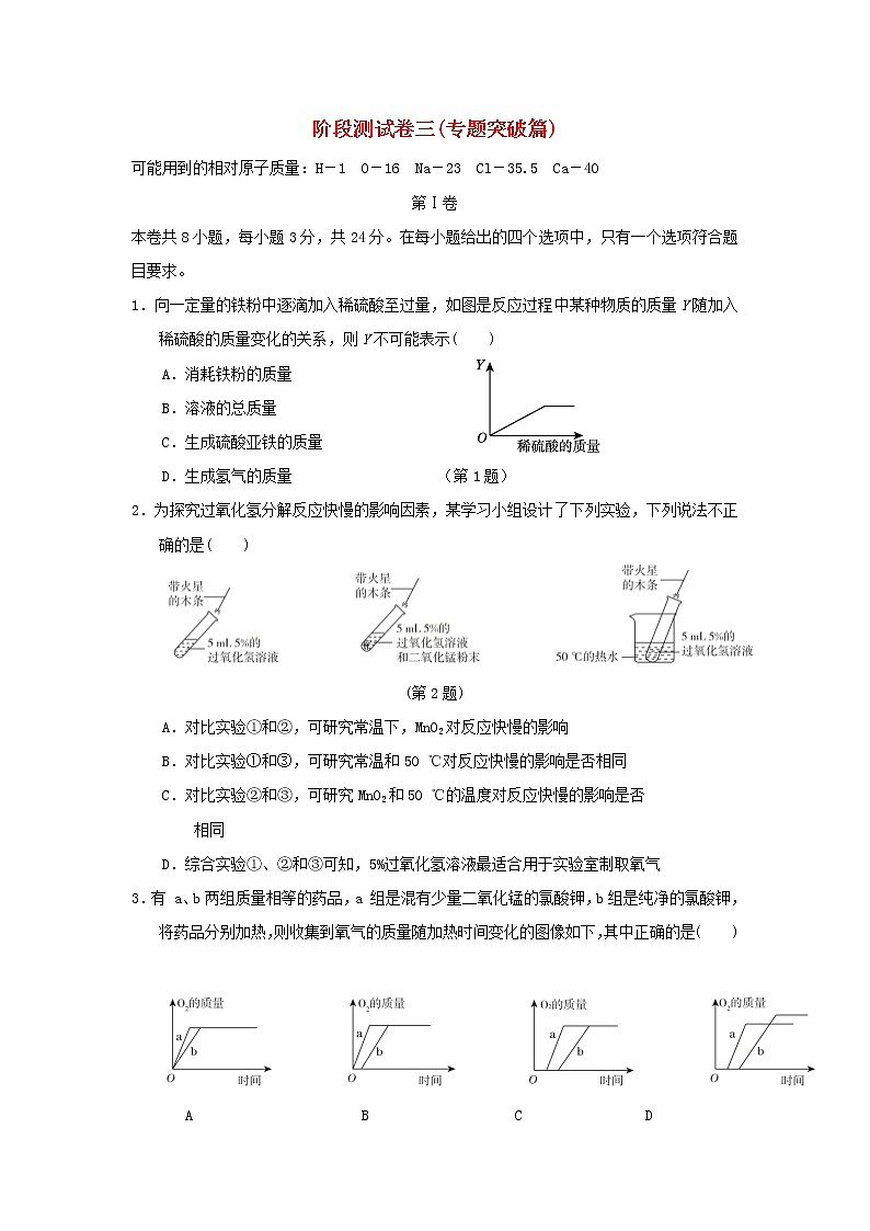 2022年中考化学阶段测试卷三(专题突破篇)附答案第1页