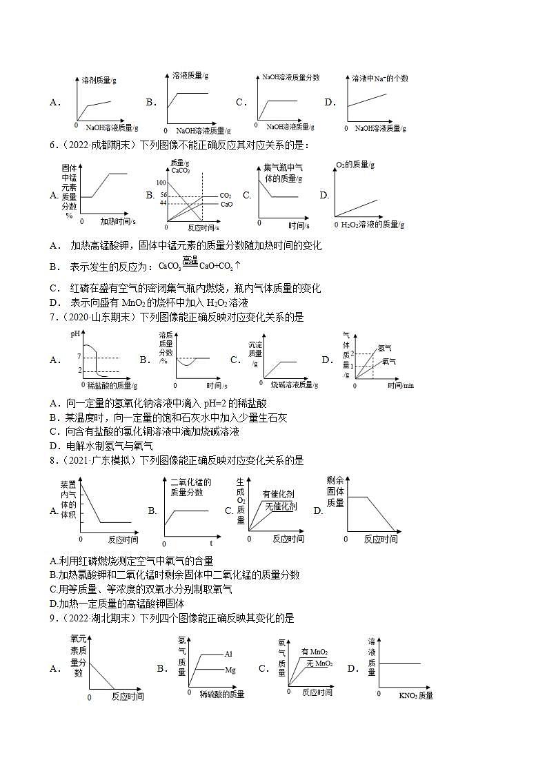 专题05 坐标曲线（专项训练）-2022年中考化学二轮复习讲练测（原卷版）第2页