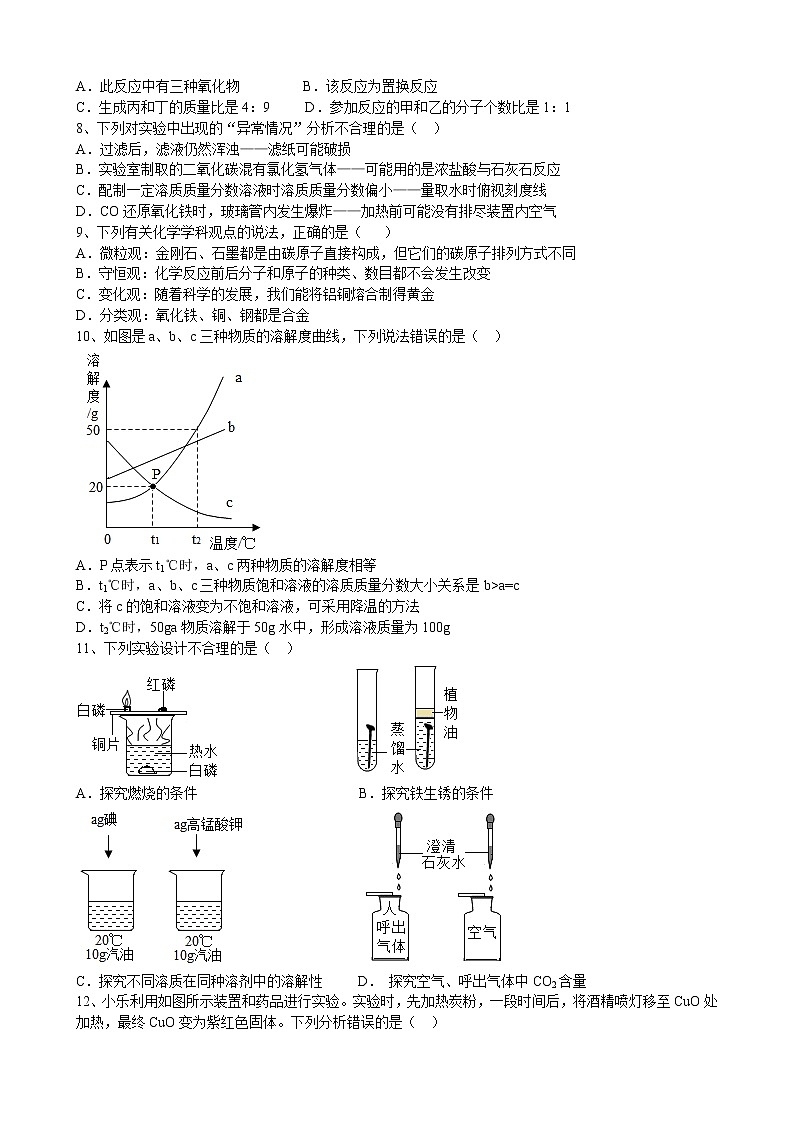 2022年安徽省中考化学预测卷（十六）(word版含答案)02