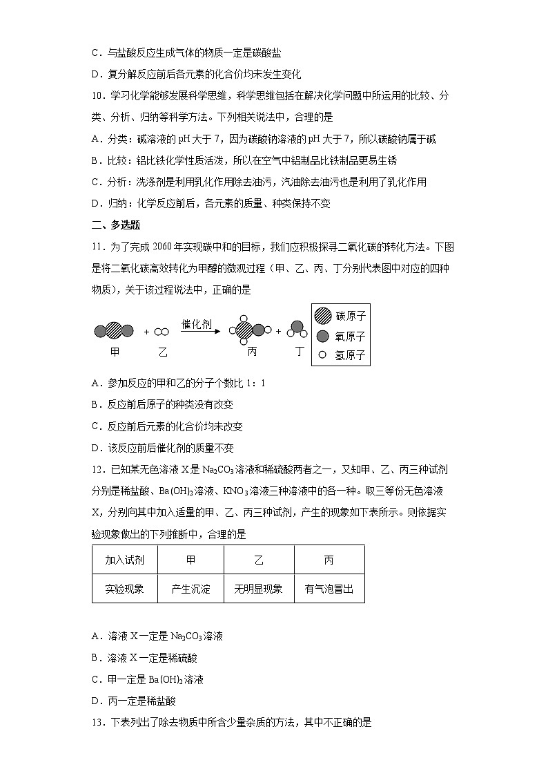 2022年山东省济南市高新区中考二模化学试题(word版含答案)03