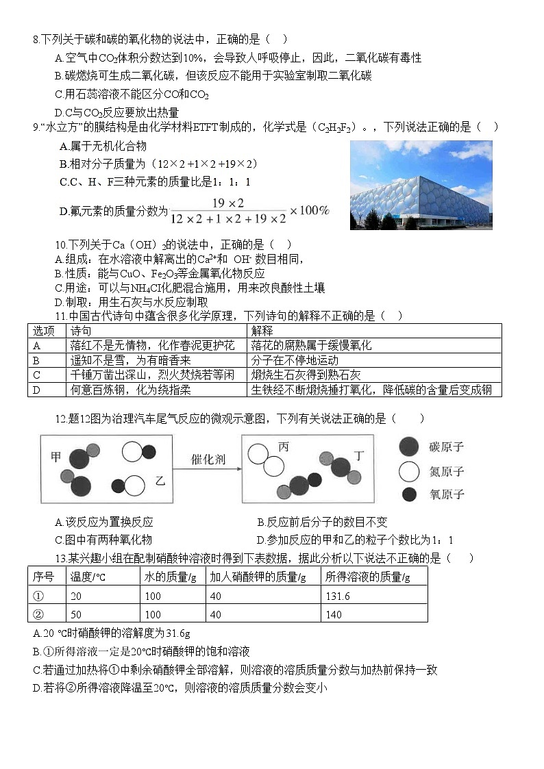 2022年广东省初中学业水平考试模拟测试卷（一）化学02
