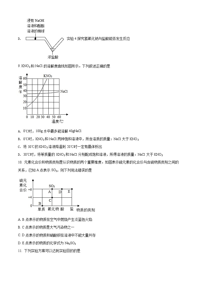 2022年江苏省盐城市建湖县中考二模化学（试卷）第3页