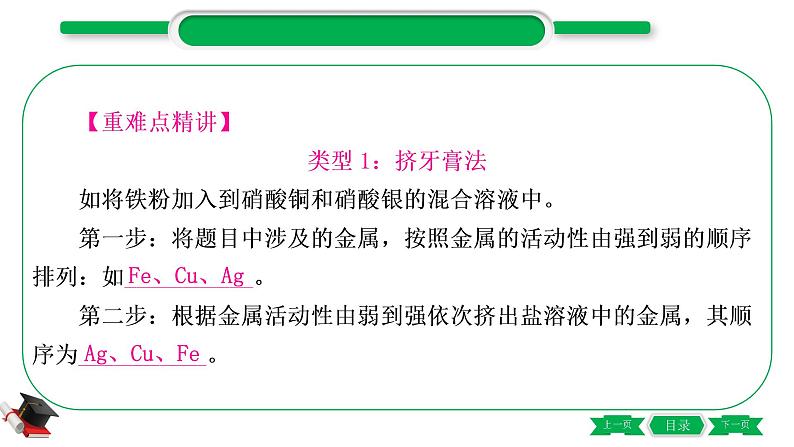 1-9 重难突破4　金属与盐溶液反应后滤液、滤渣成分的判断（精讲）-2021年中考化学一轮复习精讲精练优质课件（全国通用）第3页