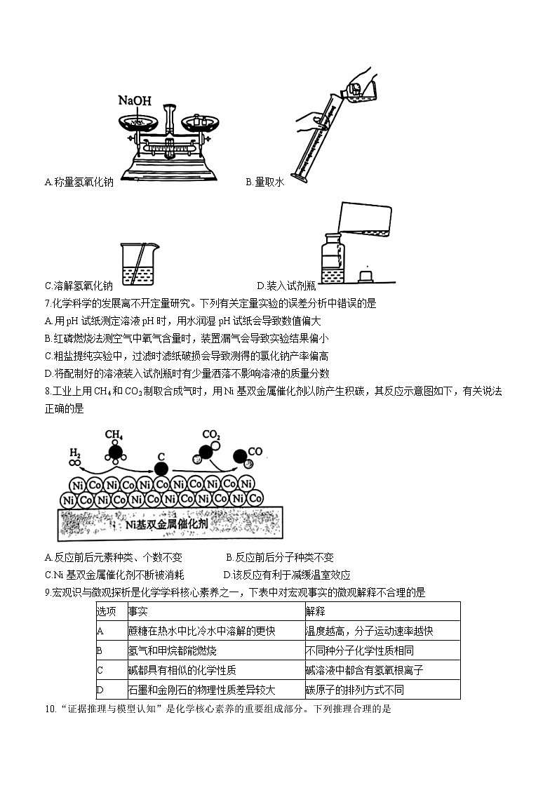 2022年安徽省马鞍山市中考一模化学试题（无答案）02