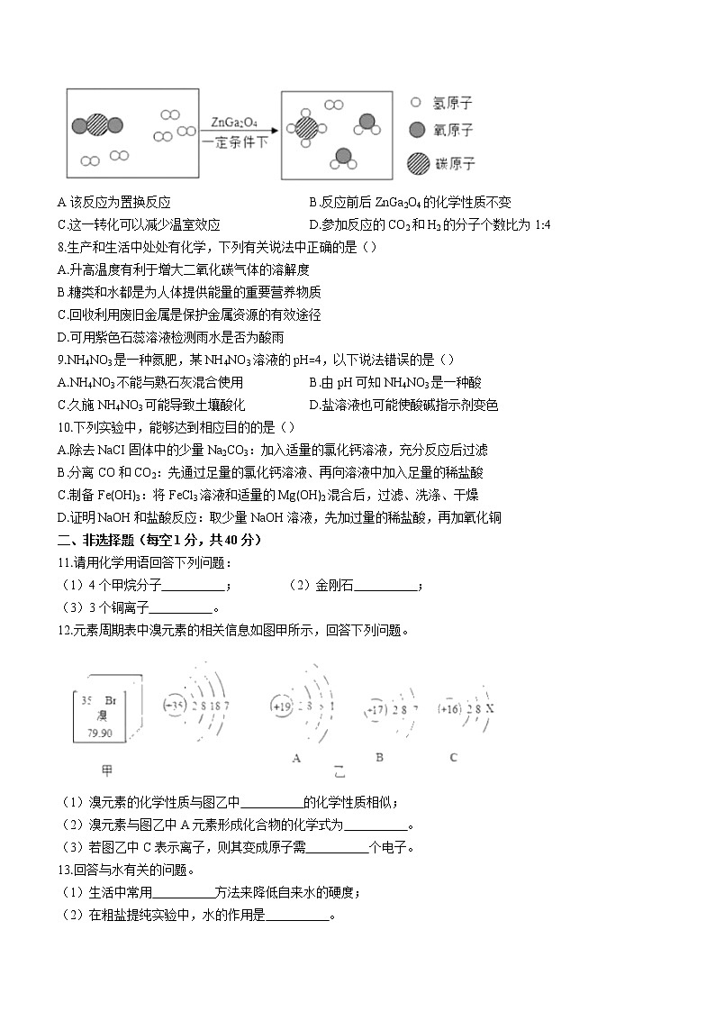 吉林省长春市2021-2022学年九年级下学期质量调研测试（二模）化学试题）（无答案）02