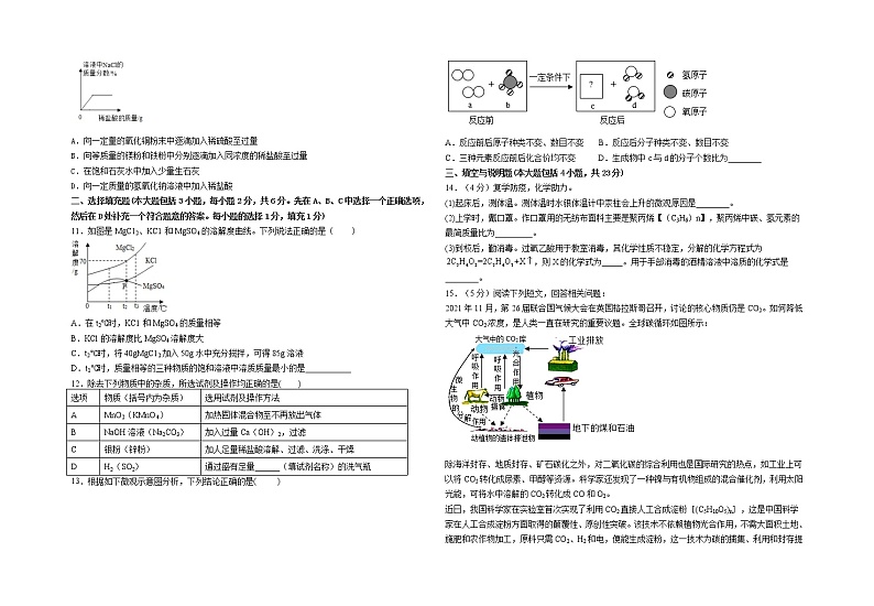 江西省九校协作体2021-2022学年九年级下学期综合素质与发展能力测试（二模）化学试题第2页