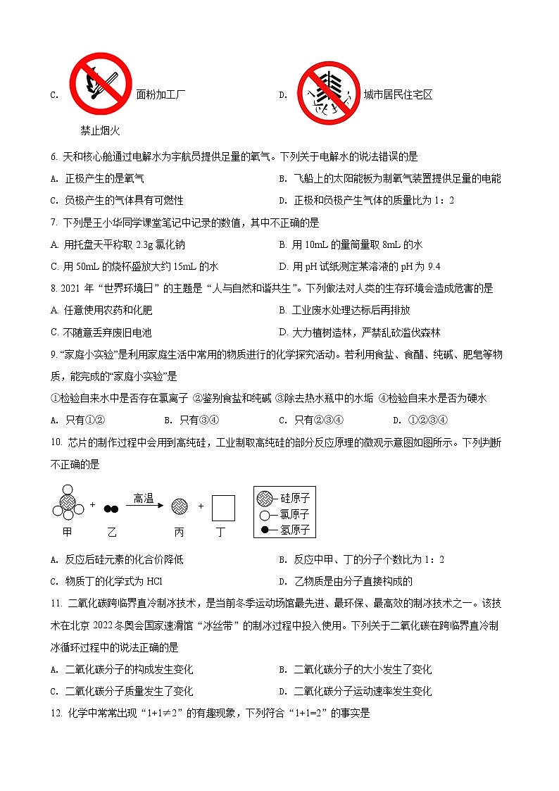 2022年山东省淄博市沂源县中考一模化学（试卷）第2页