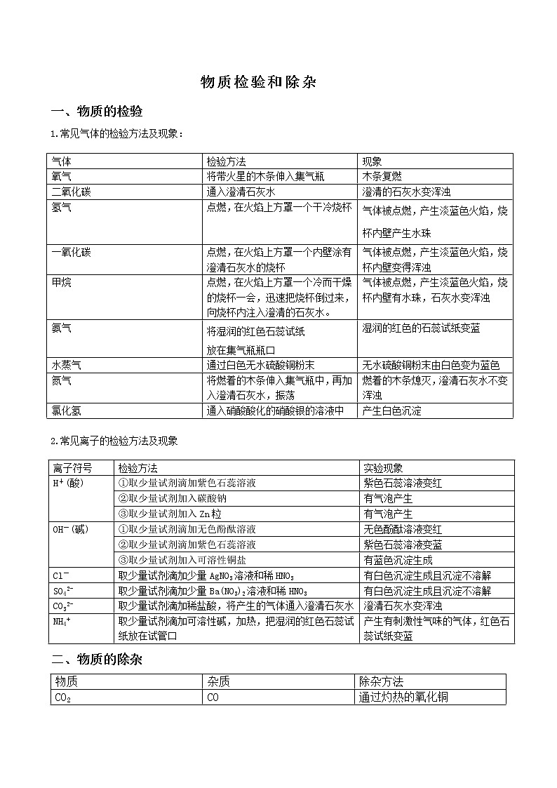 专题02 物质检验和除杂-2022年中考考前必考点高分突破（解析版）第1页