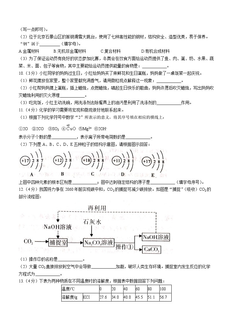 2022年陕西省初中学业水平考试全真预测化学试题C(word版无答案)03