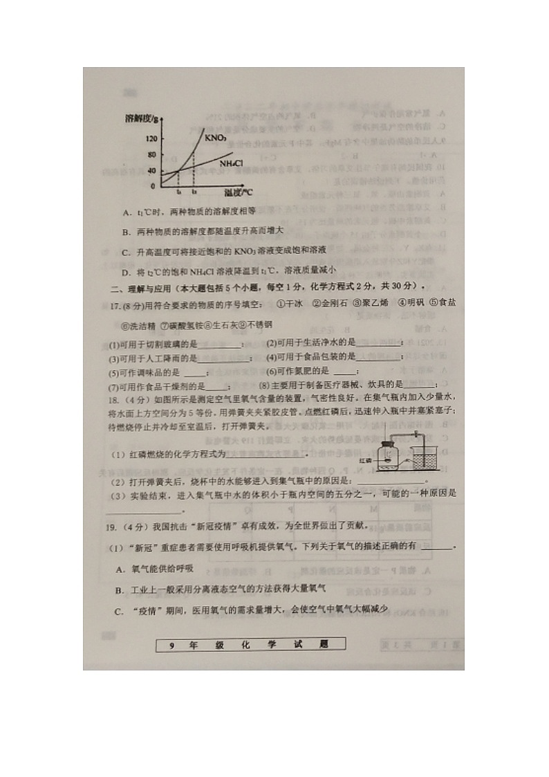 2022年山东省德州地区中考第二次练兵考试化学试题无答案第3页