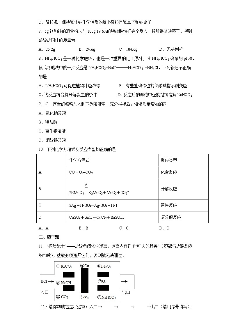 鲁教版（五四制）化学九年级全一册 4.2 金属的化学性质 同步练习(含答案解析）02