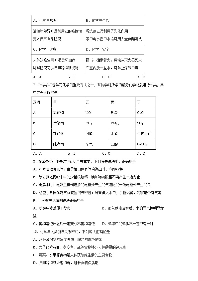 鲁教版（五四制）化学九年级全一册 5.3 远离有毒物质 同步练习(含答案解析）02