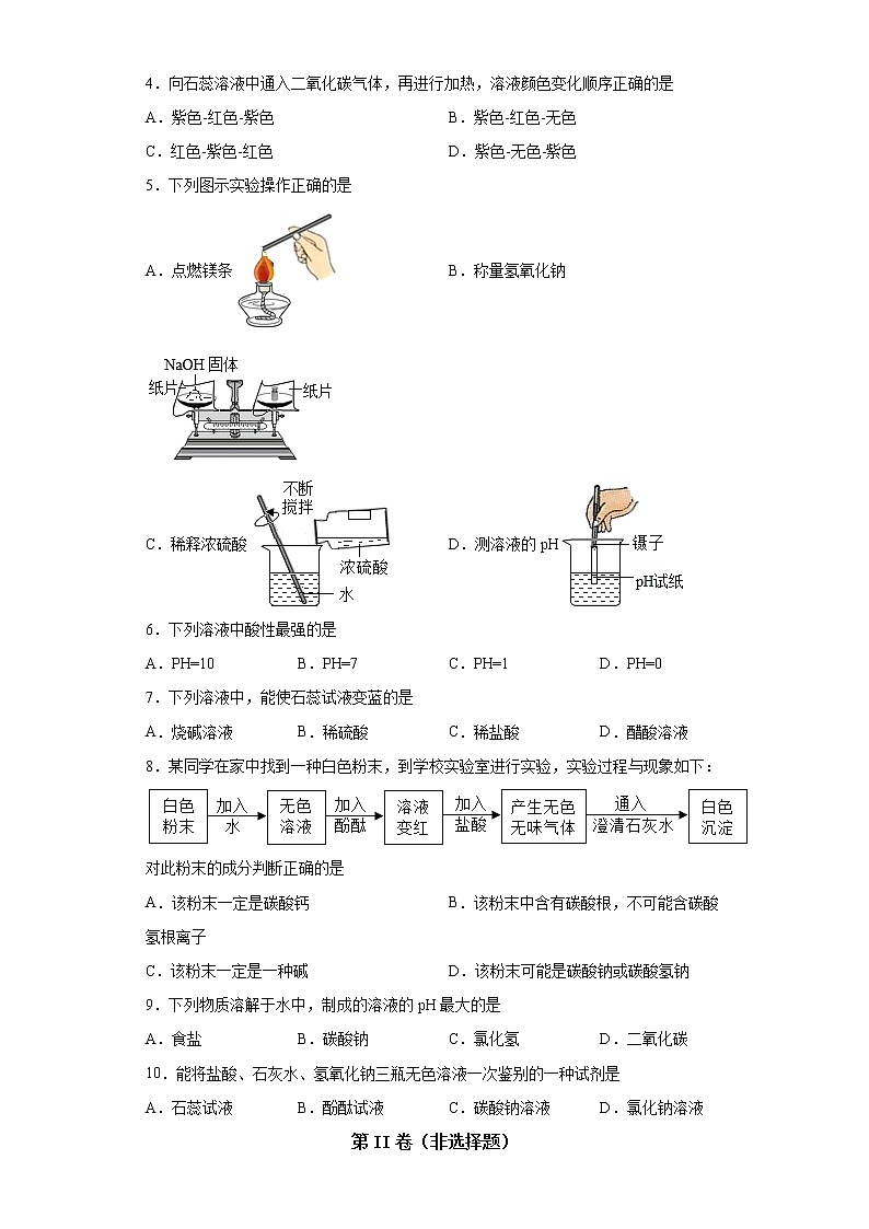 鲁教版（五四制）化学九年级全一册 2.3 溶液的酸碱性 同步练习(含答案解析）02