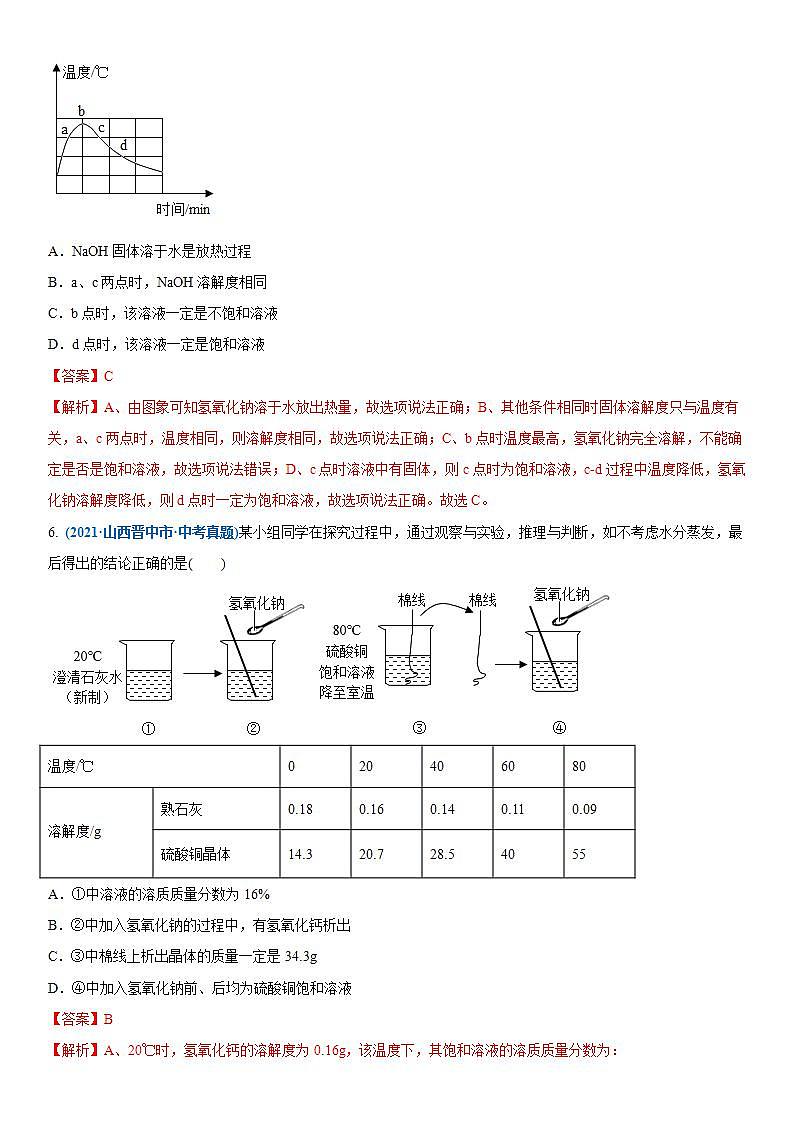 2022年江苏省中考二轮复习沪教版化学专题6 溶液与溶解度(解析版)第3页
