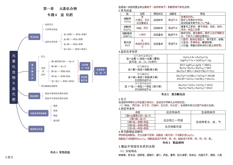专题06  盐化肥- 2022年中考化学考前回归教材必备知识第1页