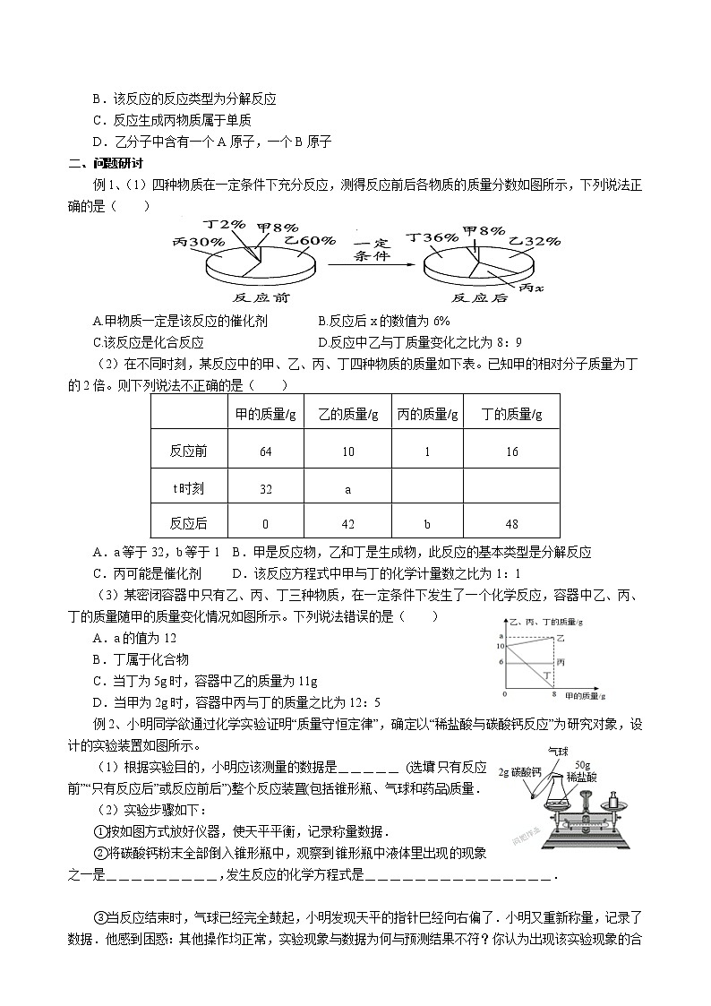 2022年中考化学一轮复习专题学案-质量守恒定律第2页