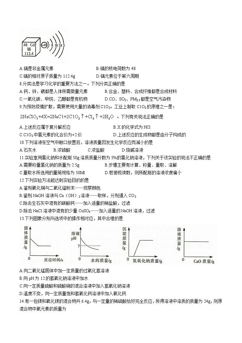 2022年河南省濮阳市中考二模化学试题(word版含答案)第2页