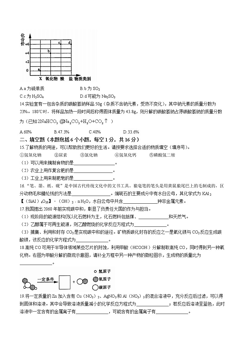 2022年河南省平顶山市中考二模化学试题(word版无答案)03