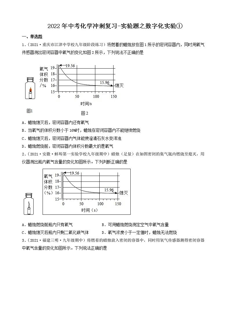 2022年中考化学冲刺复习-实验题之数字化实验①第1页