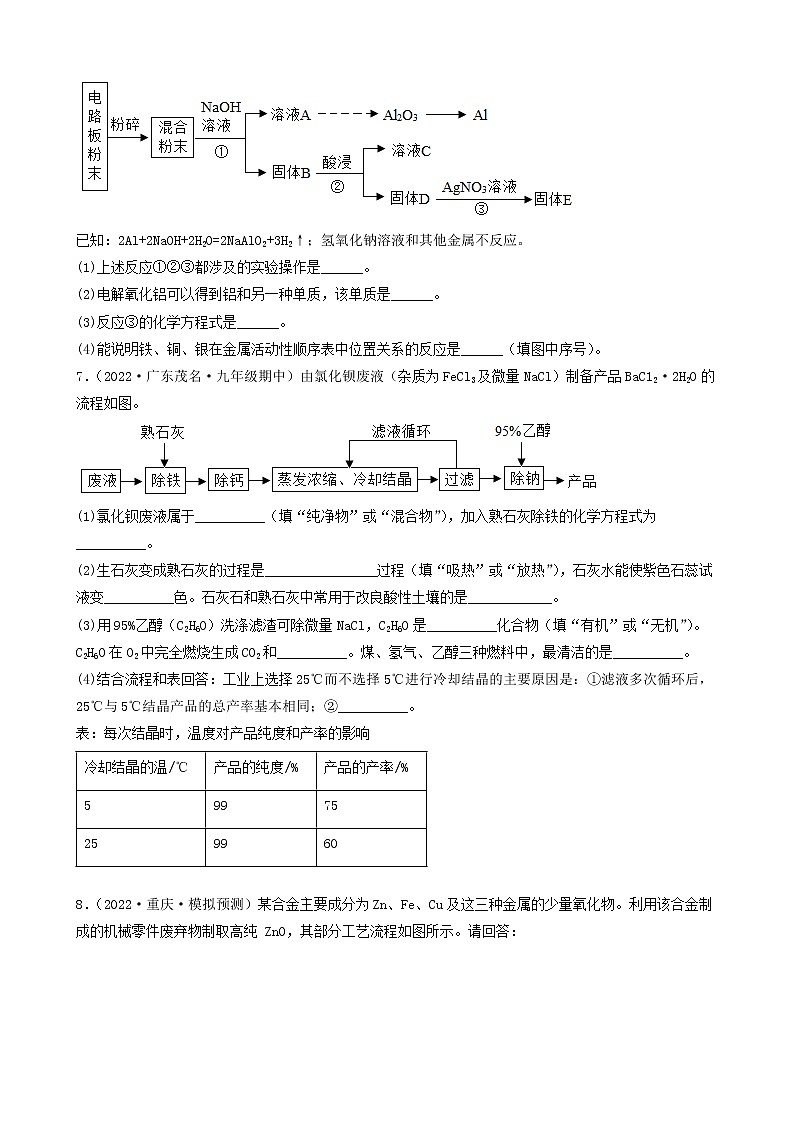 2022年中考化学冲刺复习-综合流程题（三废处理）第3页