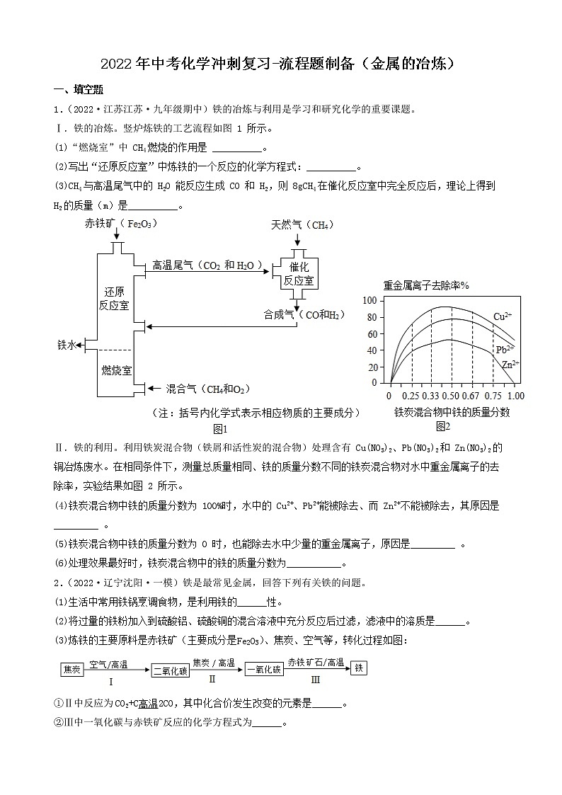 2022年中考化学冲刺复习-流程题制备（金属的冶炼）第1页
