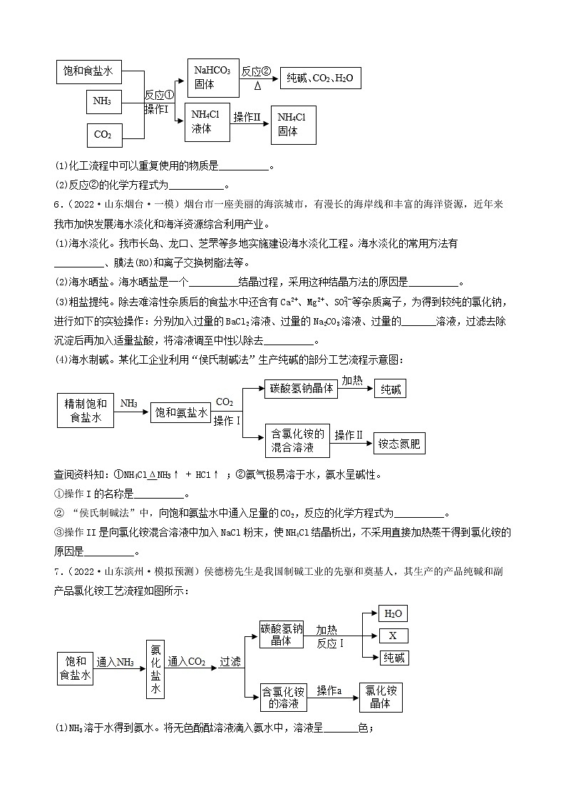 2022年中考化学冲刺复习-流程题制备（合成氨、侯德榜制碱）第3页