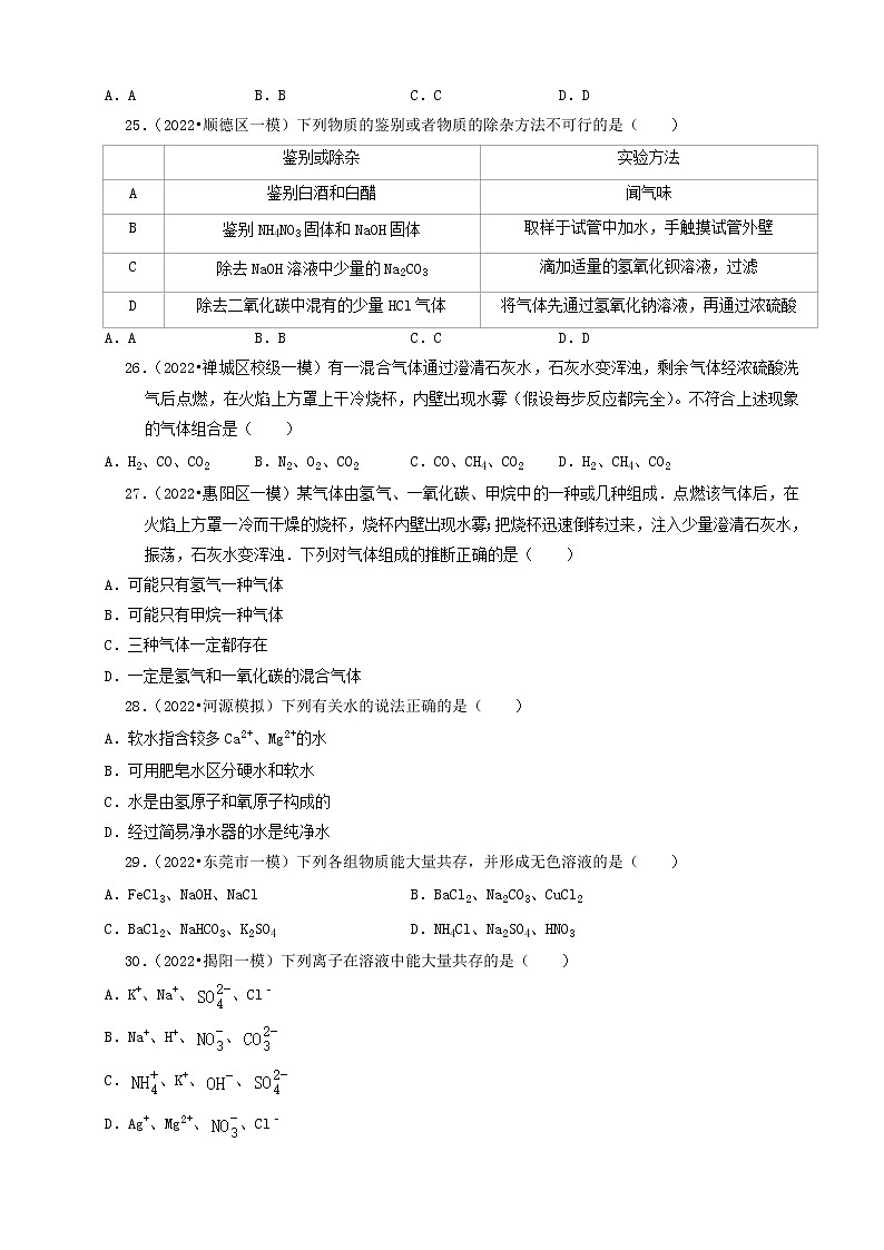 2022年广东省中考化学冲刺复习-化学实验之物质的检验与鉴别②第2页